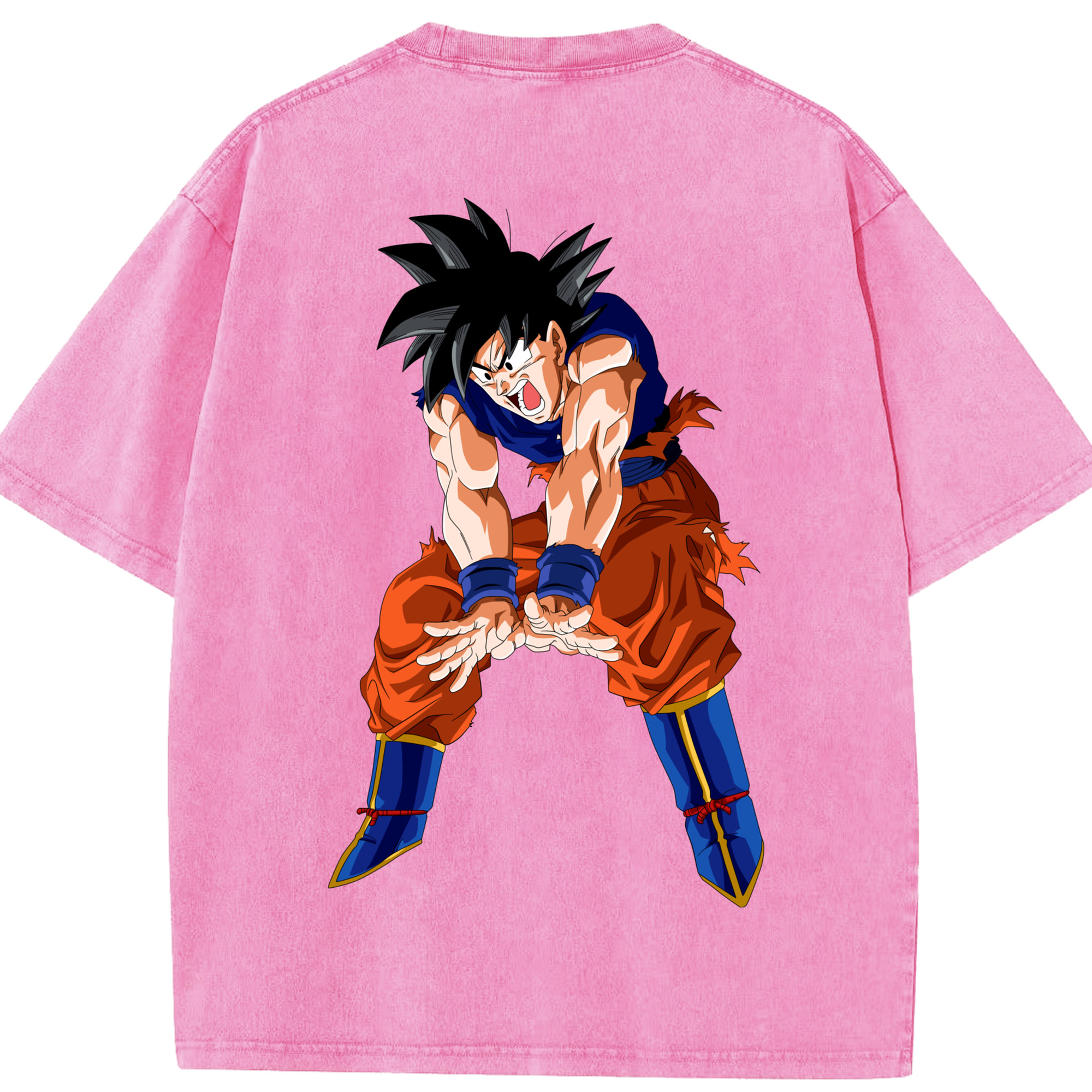 （画像用） ドラゴンボール 孫悟空（そん ごくう）Son Goku カカロット DRAGON BALL Kakarotto 綿100% ヴィンテージ風 半袖Tシャツ（背面プリント）